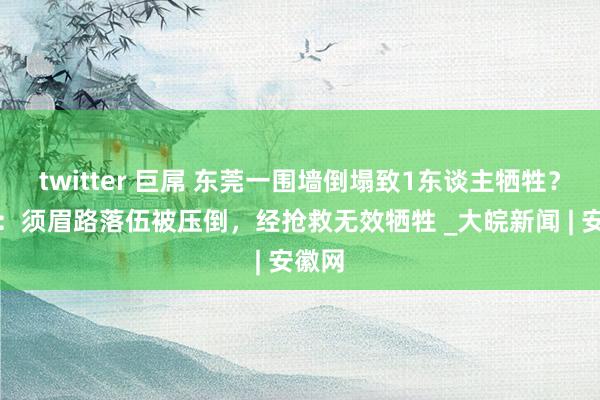 twitter 巨屌 东莞一围墙倒塌致1东谈主牺牲？官方：须眉路落伍被压倒，经抢救无效牺牲 _大皖新闻 | 安徽网