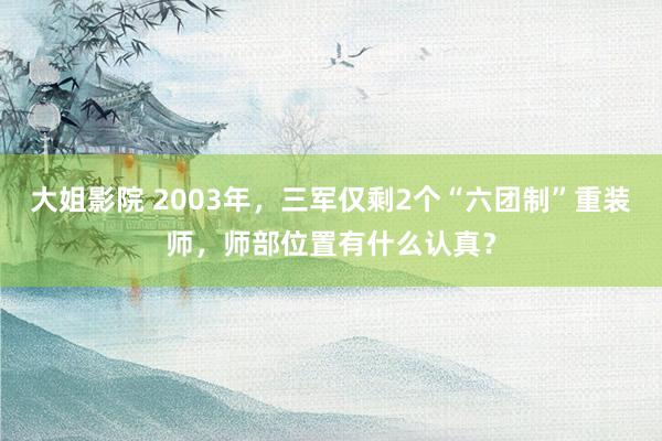 大姐影院 2003年，三军仅剩2个“六团制”重装师，师部位置有什么认真？