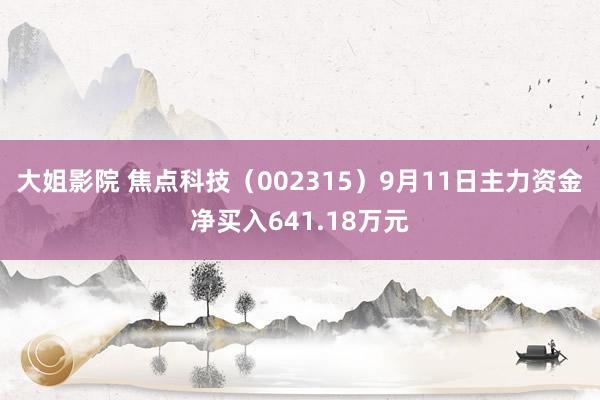 大姐影院 焦点科技（002315）9月11日主力资金净买入641.18万元