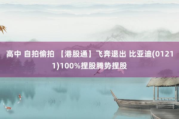 高中 自拍偷拍 【港股通】飞奔退出 比亚迪(01211)100%捏股腾势捏股