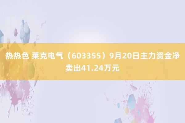 热热色 莱克电气（603355）9月20日主力资金净卖出41.24万元