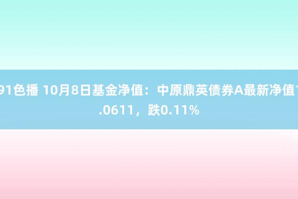 91色播 10月8日基金净值：中原鼎英债券A最新净值1.0611，跌0.11%