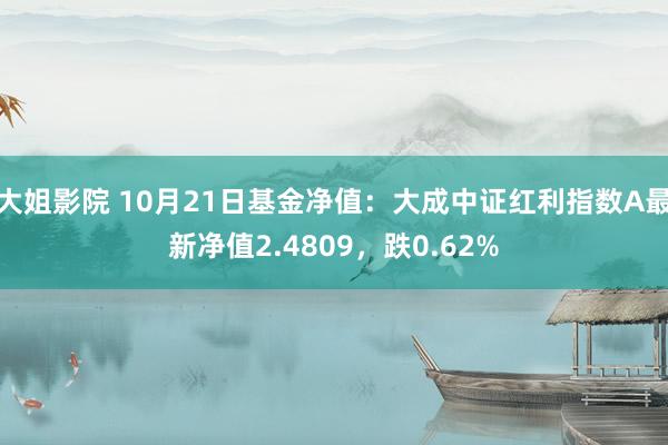 大姐影院 10月21日基金净值：大成中证红利指数A最新净值2.4809，跌0.62%