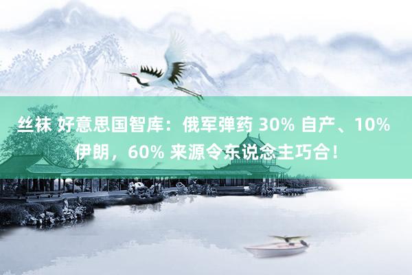 丝袜 好意思国智库：俄军弹药 30% 自产、10% 伊朗，60% 来源令东说念主巧合！