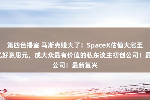 第四色播室 马斯克赚大了！SpaceX估值大涨至3500亿好意思元，成大众最有价值的私东谈主初创公司！最新复兴