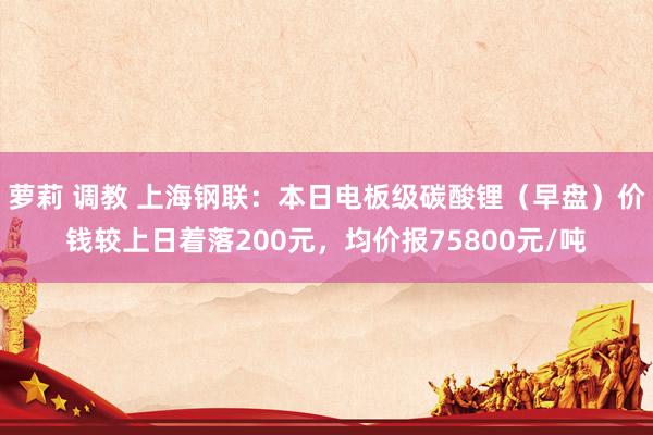 萝莉 调教 上海钢联：本日电板级碳酸锂（早盘）价钱较上日着落200元，均价报75800元/吨