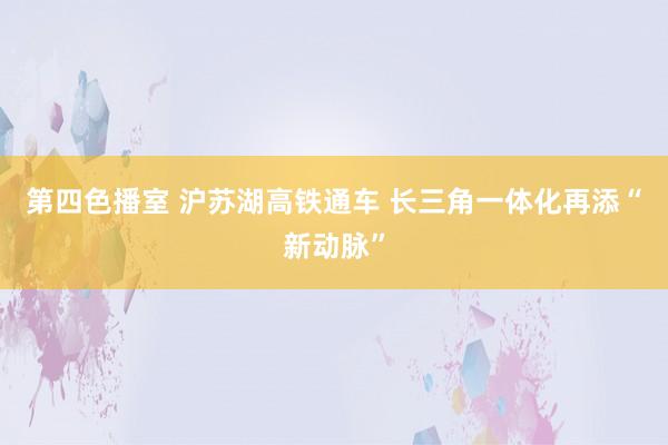 第四色播室 沪苏湖高铁通车 长三角一体化再添“新动脉”