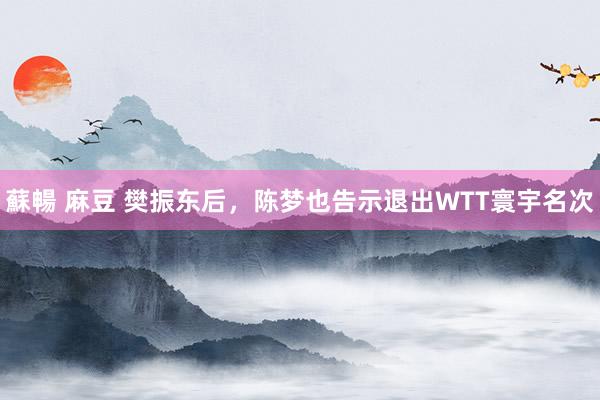 蘇暢 麻豆 樊振东后，陈梦也告示退出WTT寰宇名次