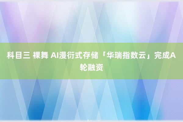 科目三 裸舞 AI漫衍式存储「华瑞指数云」完成A轮融资