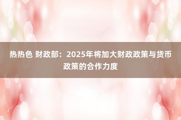 热热色 财政部：2025年将加大财政政策与货币政策的合作力度